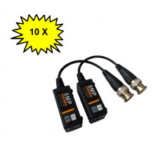 Pachet 10 x set videobalun, prindere rapida, AHD HDTVI HDCVI CVBS 8MP- 4K