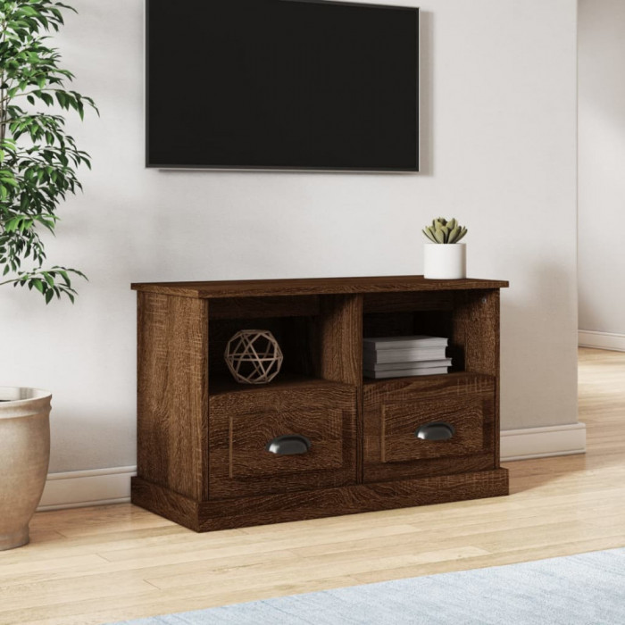vidaXL Comodă TV, stejar maro, 80x35x50 cm, lemn prelucrat