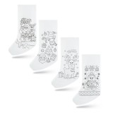 Cizma de Mos Craciun de colorat - cu 4 carioci - 4 modele - 41 x 21 cm