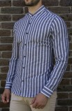 Camasa gri alb - camasa slim fit camasa barbat LICHIDARE STOC cod 195, S, XL, Maneca lunga