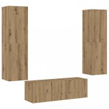 Cumpara ieftin Dulapuri TV montate pe perete 3 buc. stejar artizanal lemn