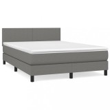 Cumpara ieftin Pat box spring cu saltea, gri inchis, 140x200 cm, textil