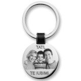 Breloc personalizat in forma rotunda gravat cu poza si text