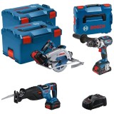 Bosch GSB 18V-110 C + GKS 18V-68GC + GSA 18V-28 - Masina de gaurit si insurubat cu percutie 110 Nm + Fierastrau circular 190x30 mm + Fierastrau sabie