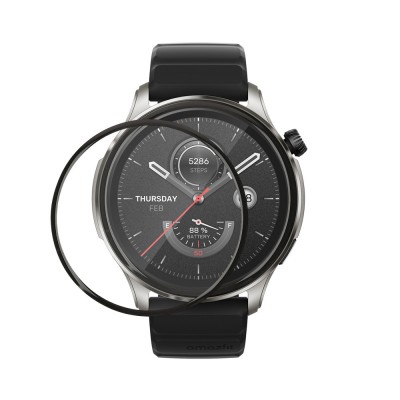 Set 2 Folii de protectie Kwmobile pentru Amazfit GTR 4, Transparent/Negru, Polimer, KWM000024VN001C foto