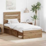 Cumpara ieftin Cadru de pat Stejar Artizanal 75 x 190 cm Lemn de pin masiv