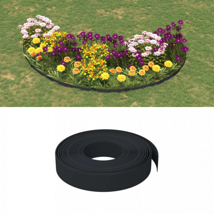 vidaXL Bordură de grădină, negru, 10 m 10 cm, polietilenă