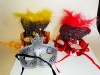 Set 3 Masti Venețiene Paiete Pene Bal Mascat Carnaval Nopti Fierbinti Mister M10 Rosu Galben Argintiu