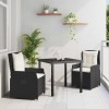 VidaXL Set de masă pentru grădină 3 pcs Negru poliratan 3380939