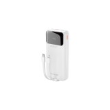 Baterie externă Dudao K15Pro 20000mAh 22.5W PD USB-C / USB-A / Cabluri &icirc;ncorporate Lightning și USB-C - Albă