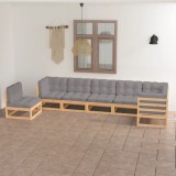 vidaXL Set mobilier de grădină cu perne, 7 piese, lemn masiv de pin 3076644