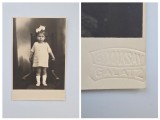 Fotografie format CP: Atelier G. (eorge) Maksay, Portet de fetita - Floricica Victoras Popp, ca. 1920, Galatz / Galati / Romania