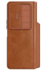 Husa Protectie Nillkin Qin Series Piele Ecologica pentru Samsung Galaxy Z Fold5, Maro