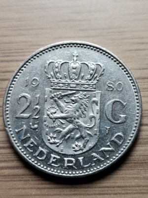 Moneda Olanda 2 1/2 Gulden anul 1980 foto