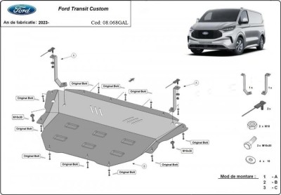 Scut motor metalic galvanizat Ford Transit Custom Tractiune Fata 2023-prezent foto