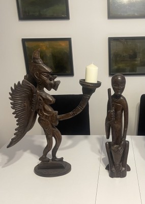 2 statui din lemn stil Afro foto