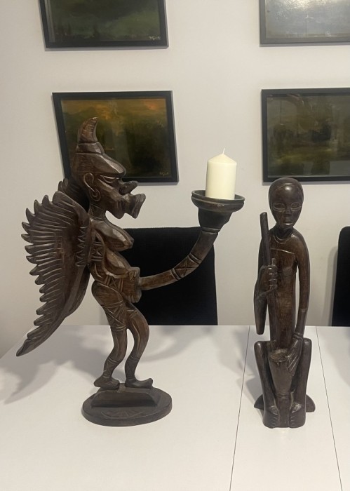 2 statui din lemn stil Afro