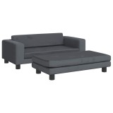 Cumpara ieftin Canapea pentru copii cu taburet gri inchis 100x50x30 cm catifea