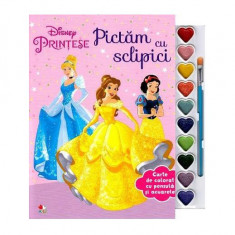 Disney. Prințese. Pictam cu sclipici. Carte de colorat cu pensula și acuarele - Paperback brosat - Disney - Litera mică