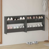 vidaXL Pantofare de perete, 2 buc., gri extralucios, 80x18x60 cm, PAL 806758