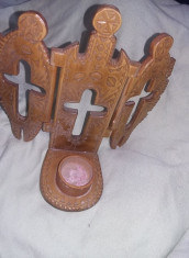 triptic vechi sculptat,triptic scultat crucifixuri tip candila veche,T.GRATUIT foto