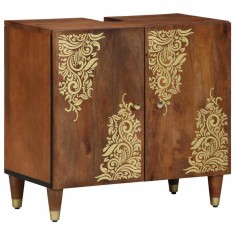 vidaXL Dulap pentru chiuvetă de baie cu ușă maro miere 62 x 33 x 58 cm 4018755