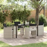 VidaXL Set de masă pentru grădină Pliere 5 pcs Gri deschis Rattan poli