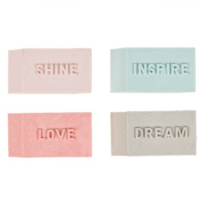 Radiere Rectangulare, Set 4 Bucăți, Multicolor, Inscripționate &amp;quot;Shine&amp;quot;, &amp;quot;Inspire&amp;quot;, &amp;quot;Love&amp;quot;, &amp;quot;Dream&amp;quot; foto