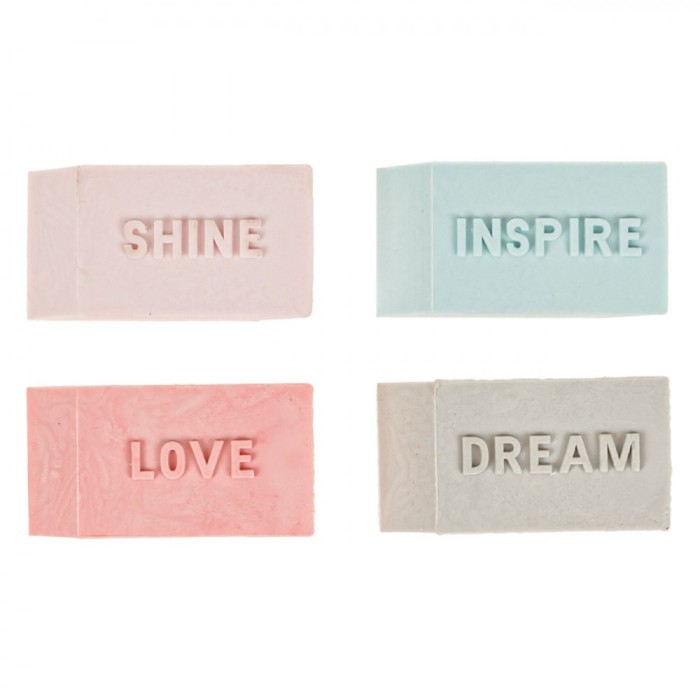 Radiere Rectangulare, Set 4 Bucăți, Multicolor, Inscripționate &quot;Shine&quot;, &quot;Inspire&quot;, &quot;Love&quot;, &quot;Dream&quot;