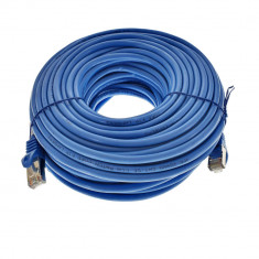 Cablu ecranat FTP, Lanberg 42790, cat.5e, mufat 2xRJ45, lungime 30m, AWG 26, 100 MHz, de legatura retea, ethernet, albastru