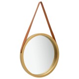 Cumpara ieftin Oglinda de perete cu o curea, 40 cm, auriu