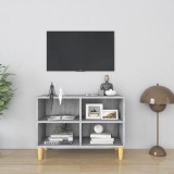 Comoda TV vidaXL Gri Sonoma 69.5x30x50cm Lemn Masiv 4 Compartimente Stil Scandinav