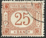 EROARE TAXA DE FACTAGIU 25 BANI CARAMIZIU 1908, Stampilat