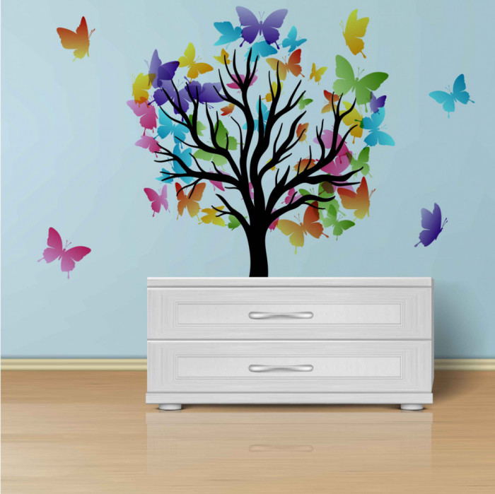 Sticker decorativ - Copac cu Fluturi