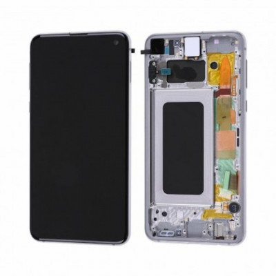 Display LCD cu Touchscreen cu Rama Samsung G973 Galaxy S10 Alb Original foto