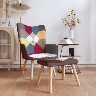 Gossi scaun de relaxare cu taburet, textil, petice foto