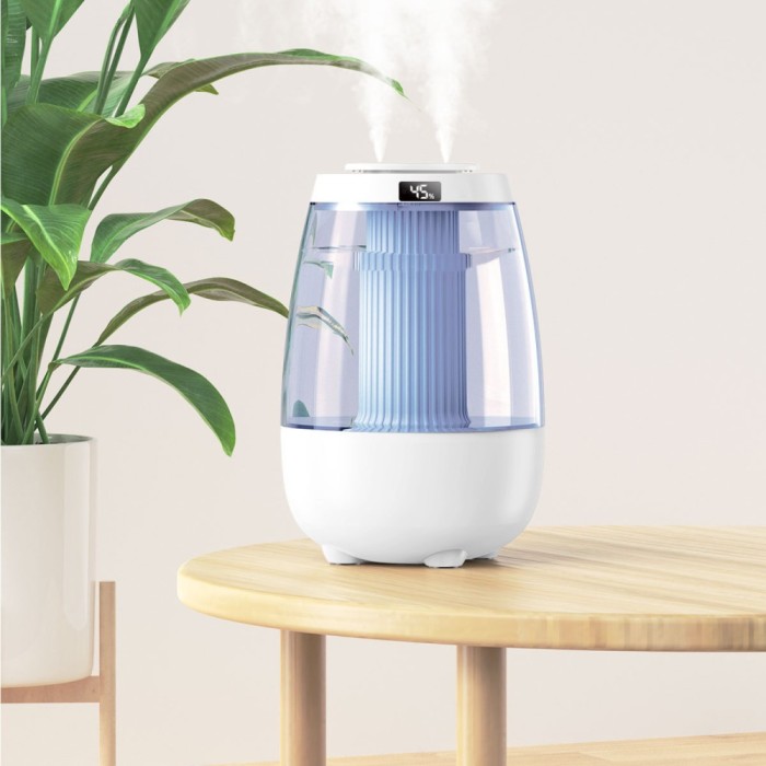 Umidificator Inteligent D202 &ndash; 3.2L, Pulverizare Dublă, Afișaj LED, Lumină Ambientală, Silențios