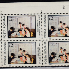 ROMANIA 1981 LP 1044 ZIUA MARCII POSTALE ROMANESTI BLOC DE 4 TIMBRE MNH