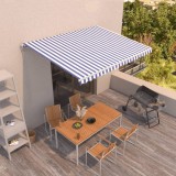 VidaXL Copertină retractabilă manual, albastru și alb, 450x350 cm