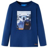 Tricou pentru copii cu m&acirc;neci lungi, bleumarin, 128, vidaXL