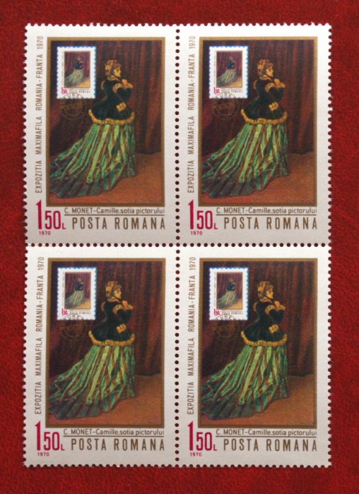 Romania 1970-lp 723 (Expoziţia Maximafilă Rom-Fr), Bloc de 4-MNH-nestampilata