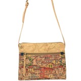 Cumpara ieftin Geanta dama din pluta crossbody cu imprimeu urban