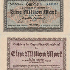 1923 (1 VIII), 1.000.000 mark (Grabowski 10BAY.218a) - Germania - stare XF+/aUNC