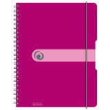 Caiet a4 80f spirala elastic perforat eotg coperta pp fucsia opac, Herlitz