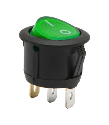 Interupator basculant 1 circuit 3 pini 6A 250V ON-OFF verde cu retinere foto