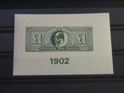 Reproducere Filatelică 1902 &amp;ndash; Timbru Britanic &amp;pound;1 cu Regele Edward VII, Piesă de Colecție Istorică, Souvenir Filatelic foto