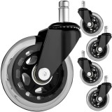 Set 5 roti de rezerva pentru scaun de birou, diametru 7,5 cm, ax 11 mm, cauciuc si metal