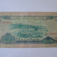 Rara! Vietnam Sud 2 Dong 1966 bancnota din imagini