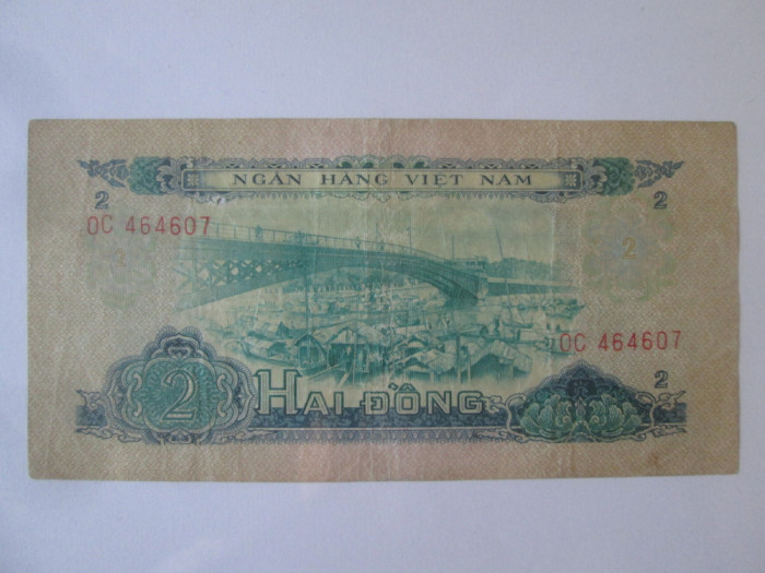 Rara! Vietnam Sud 2 Dong 1966 bancnota din imagini