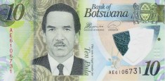 Bancnota Botswana 10 Pula 2018 - P35 UNC ( polimer - vezi descriere )